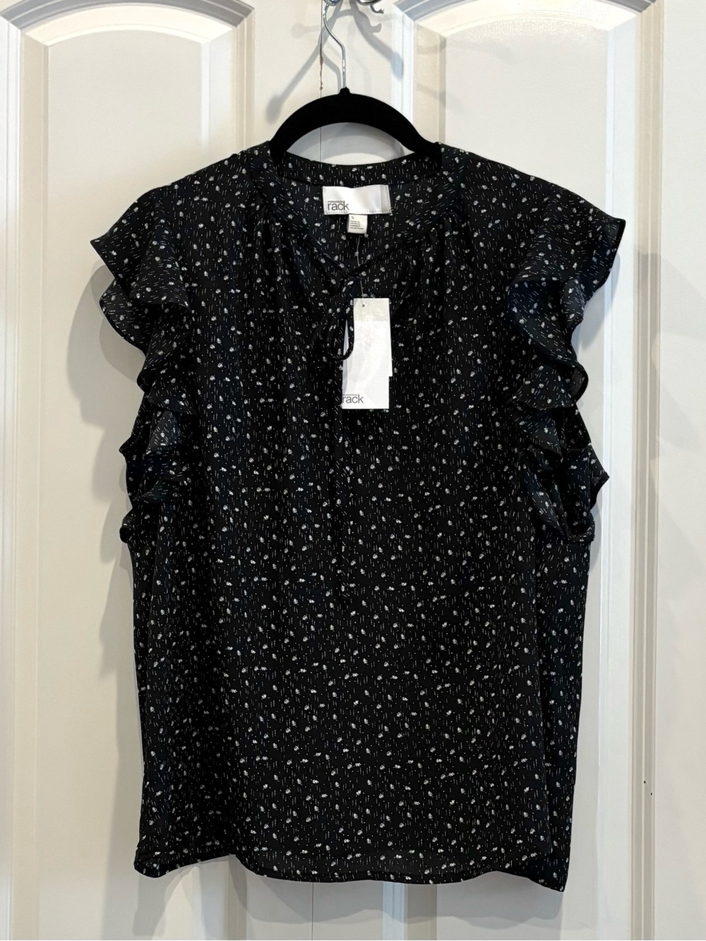 NEW Nordstrom Rack Ruffle Sleeve Tie-Neck Top - Picture 4 of 5